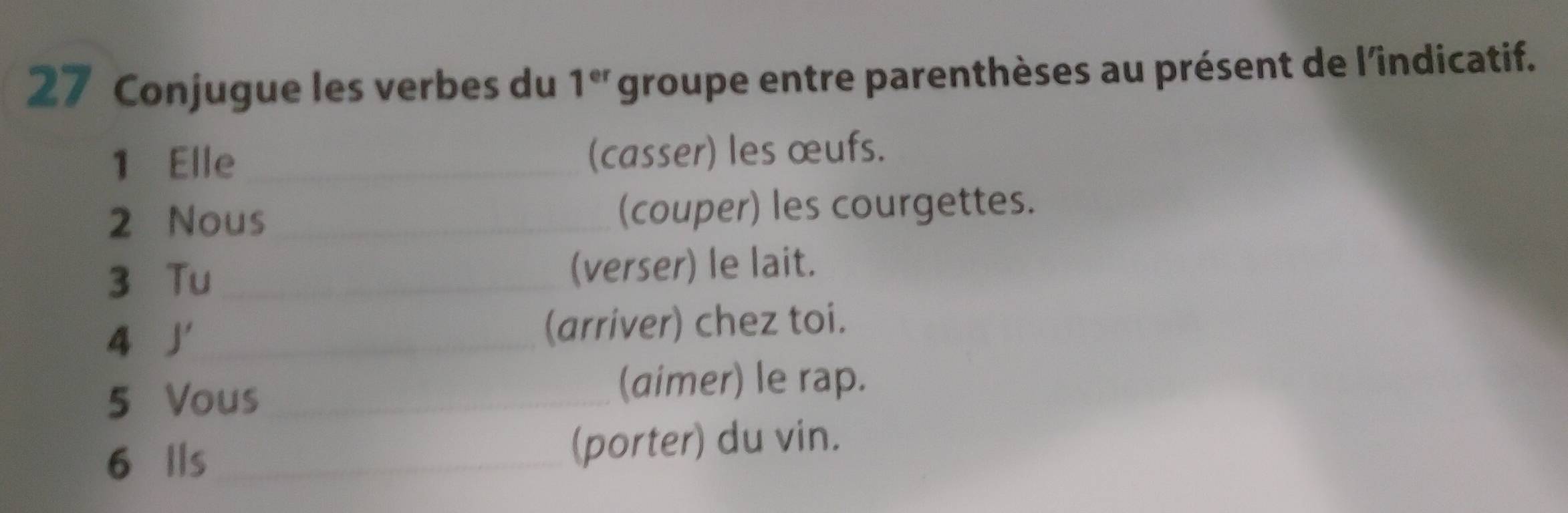 Risolto:Conjugue les verbes du 1^(er) groupe entre parenthèses au ...