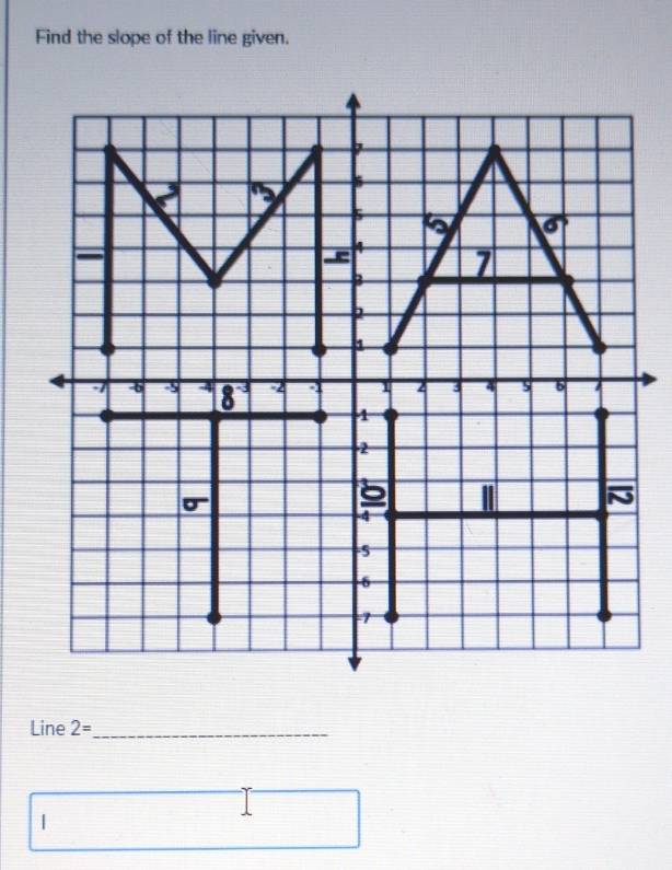 Find the slope of the line given.
Line 2= _
|