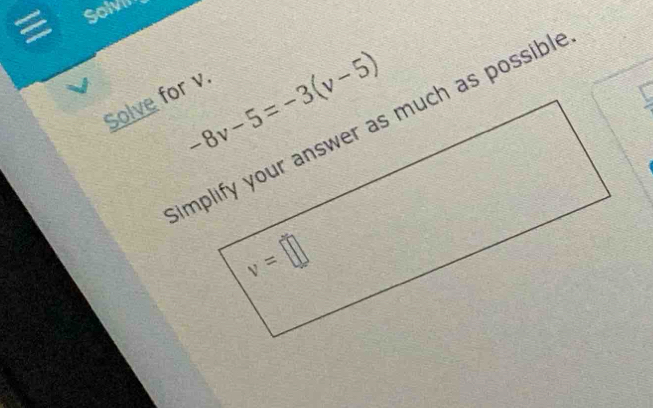 Solvi
Solve for v.