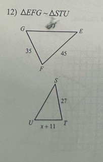 △ EFGsim △ STU