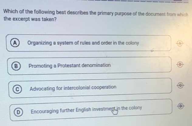 Solved: Which of the following best describes the primary purpose of ...