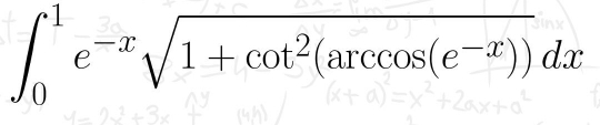 ∈t _0^(1e^-x)sqrt(1+cot^2(arccos (e^(-x))))dx