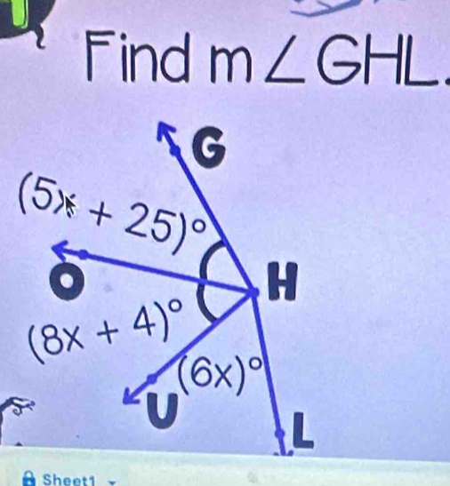 Find m∠ GHL.
Sheet1