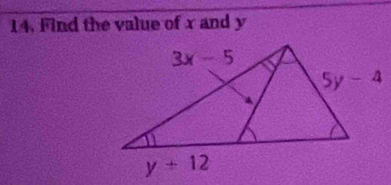 Find the value of x and y