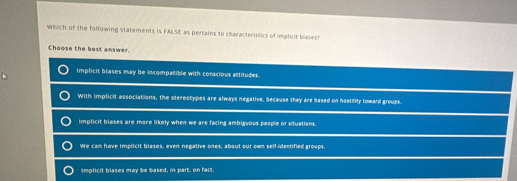 Solved: Which of the following statements is FALSE as pertains to ...