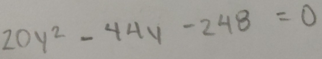 20y^2-44y-248=0