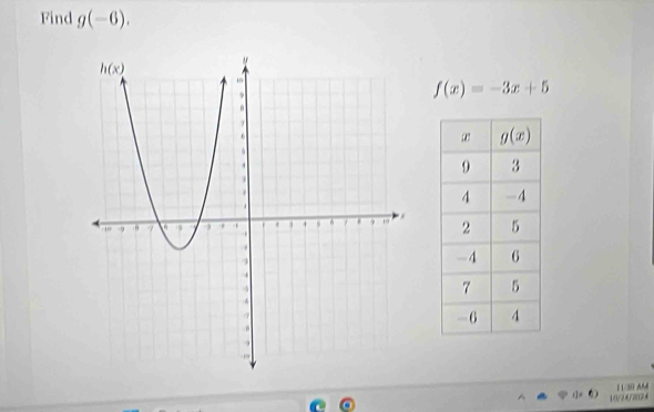 Find g(-6).
f(x)=-3x+5

11/30 AA