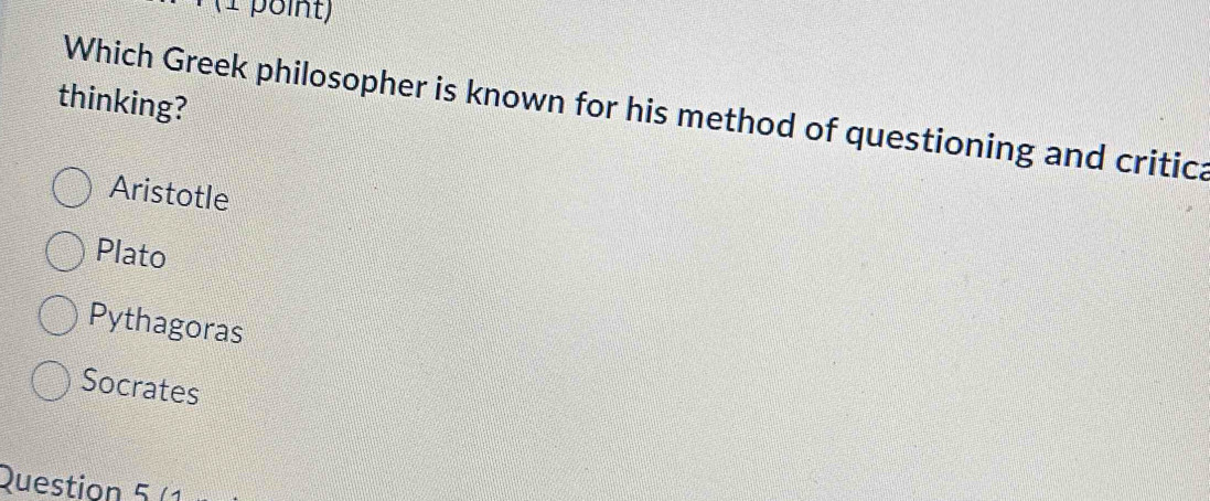 Solved: thinking? Which Greek philosopher is known for his method of ...