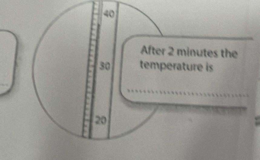 40
After 2 minutes the
30 temperature is
20