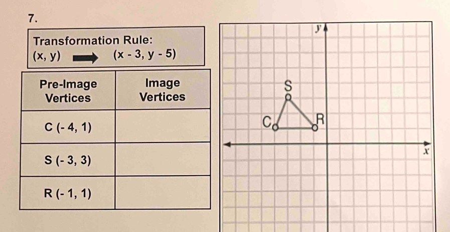 Transformation Rule:
(x,y) (x-3,y-5)