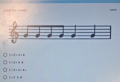 Label the counts 1 point
1+2+3+4
1+2+34
1+2+3+4+
1+234
