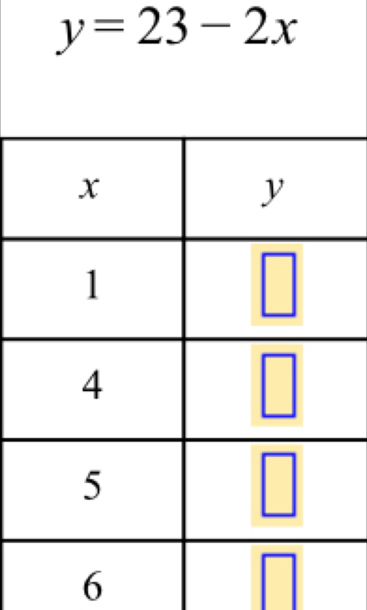 y=23-2x
6