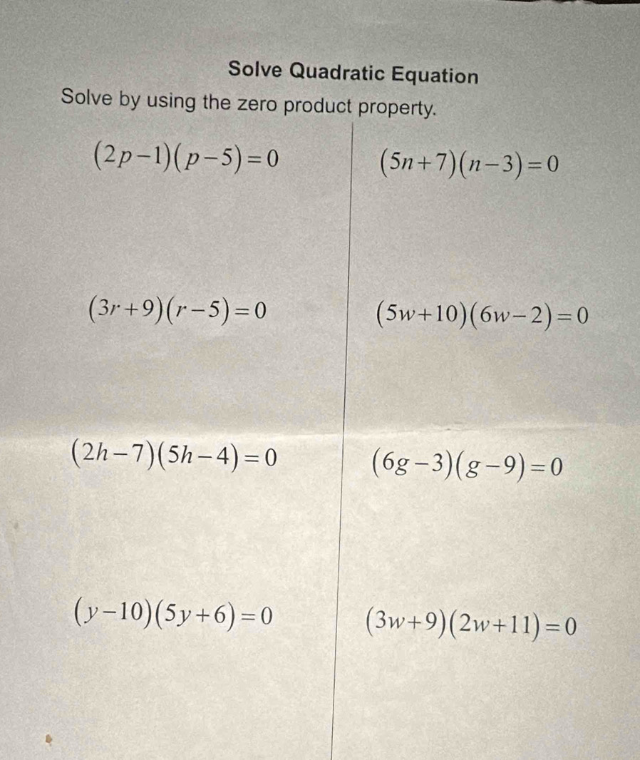 Solve Quadratic Equation
Solve