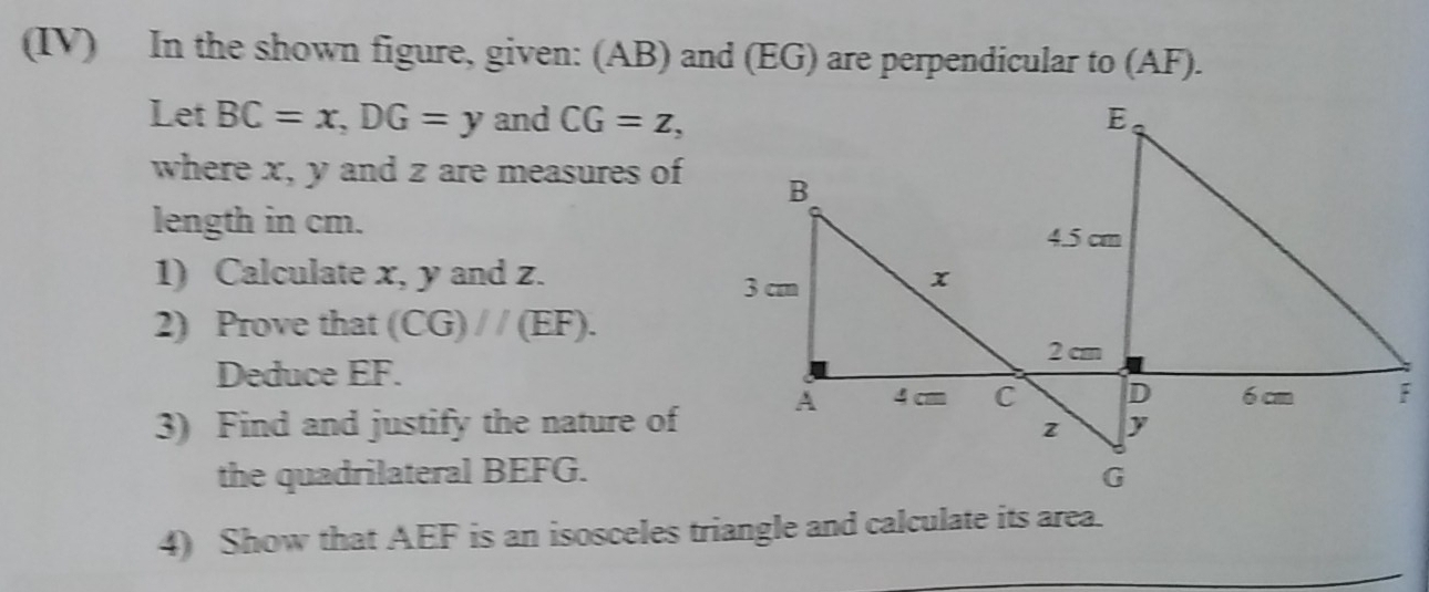 Solved: (IV) In the shown figure, given: (AB) and (EG) are ...