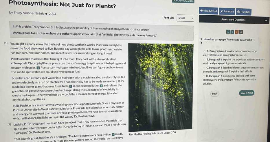 Solved: Photosynthesis: Not Just for Plants? Read Aloud 9 Annotate ...