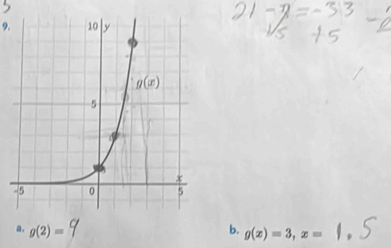 a. g(2)= b. g(x)=3,x=