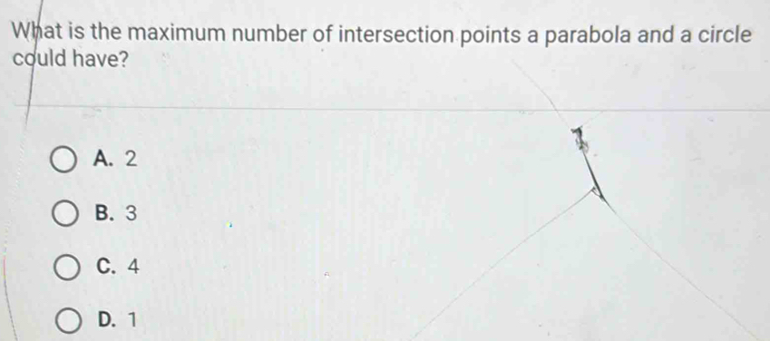 Solved: What is the maximum number of intersection points a parabola ...