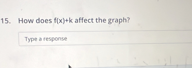 How does f(x)+k affect the graph? 
Type a response