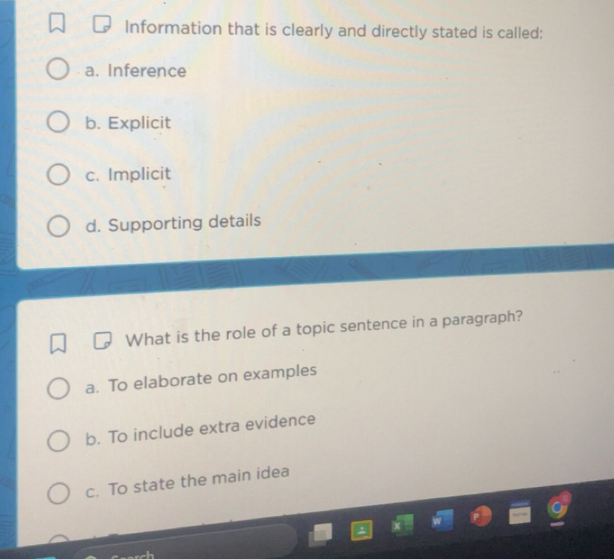 Solved: Information that is clearly and directly stated is called: a ...