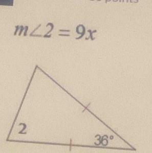 m∠ 2=9x