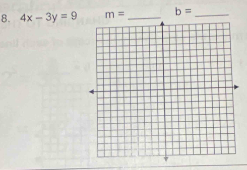 4x-3y=9 m= _ b= _