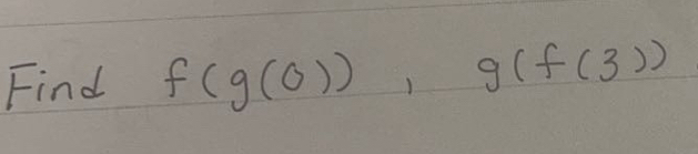 Find f(g(0)), g(f(3))