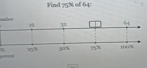 Find 75% of 64 : 
imber
%
percent