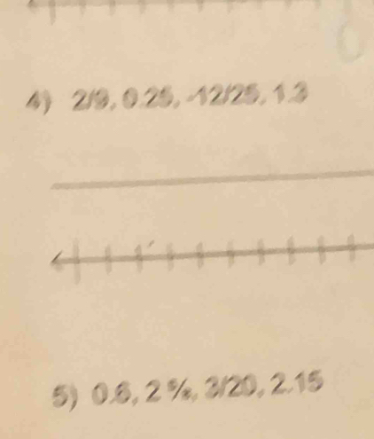 2/9, 0.25, -12/25, 1.3
5) 0.8, 2 %, 3/20, 2.15