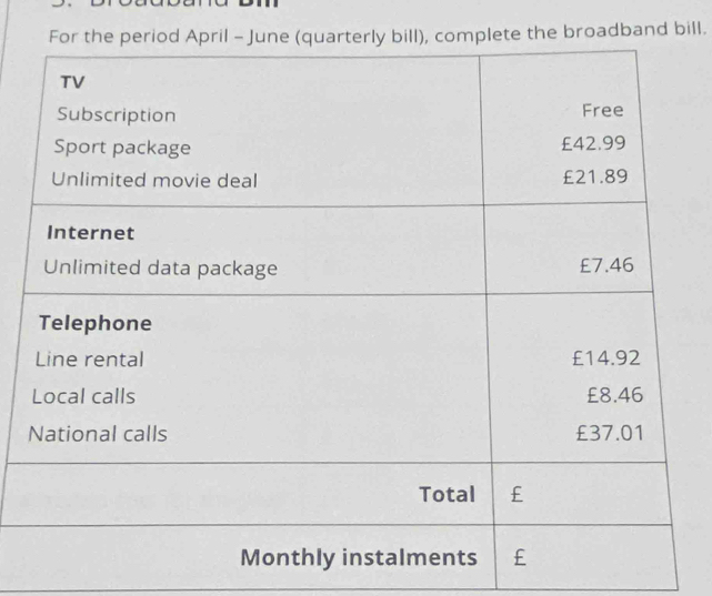 broadband bill.