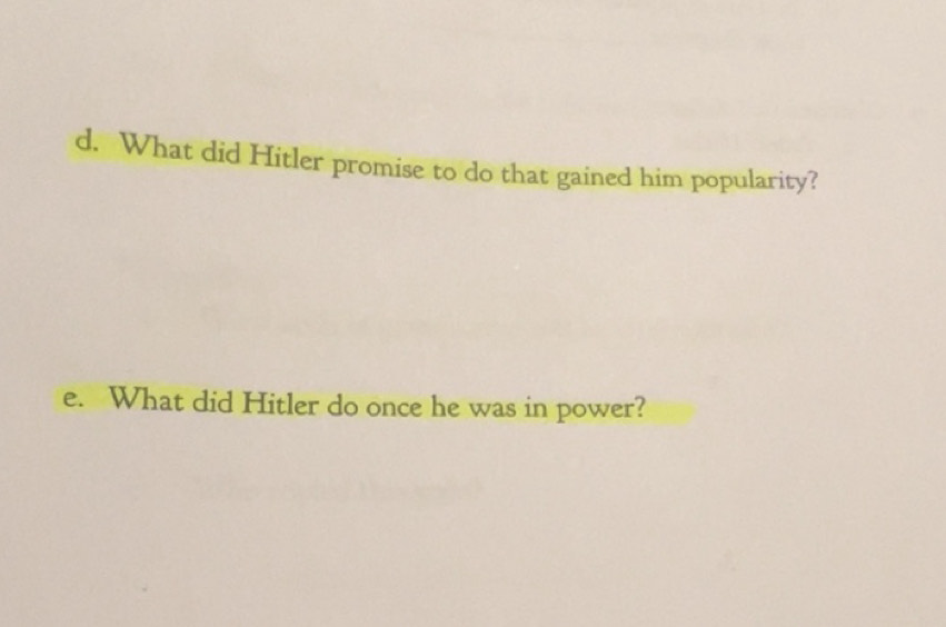 Solved: What did Hitler promise to do that gained him popularity? e ...