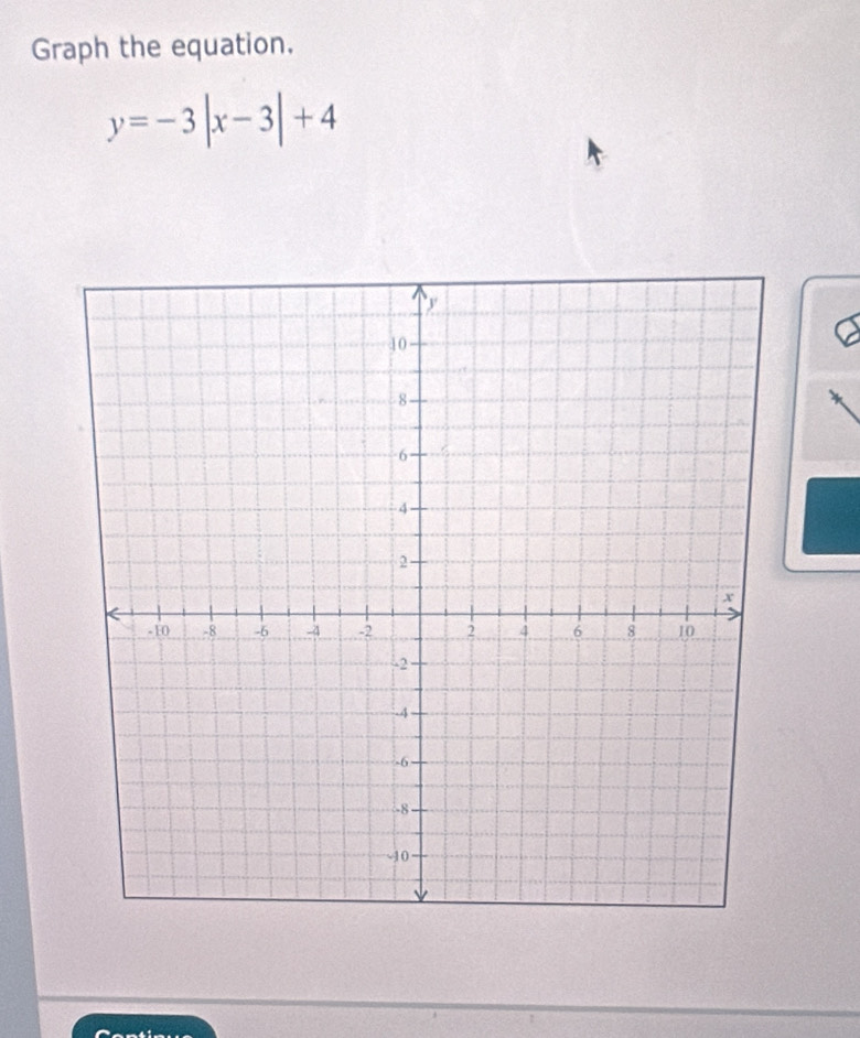 Graph the equation.
y=-3|x-3|+4