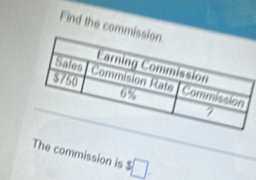 Find the commis 
The commission is $□