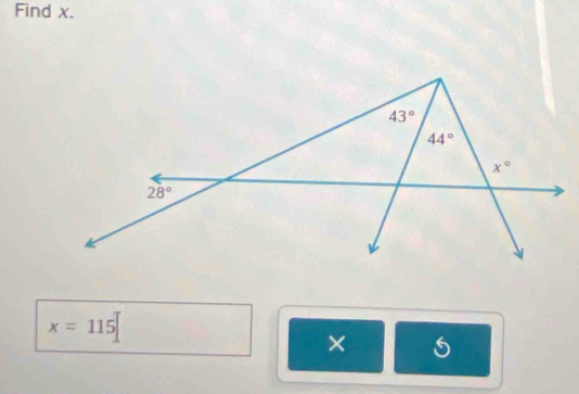 Find x.
x=115
×