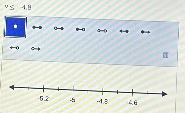 v≤ -4.8
● - 0 - 
。 。