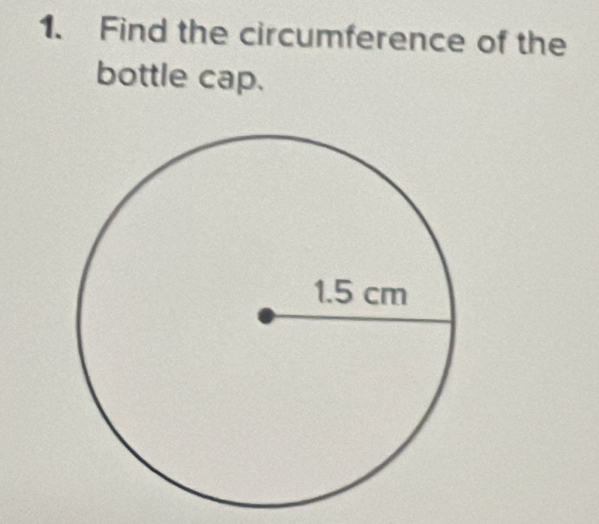 Find the circumference of the 
bottle cap.