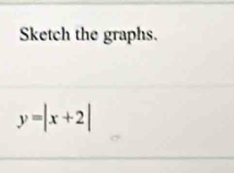 Sketch the graphs.
y=|x+2|