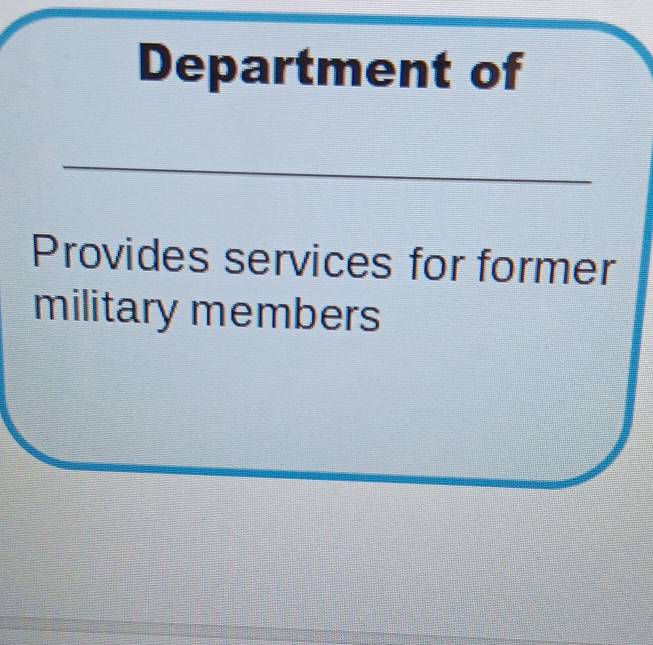 Department of 
_ 
Provides services for former 
military members