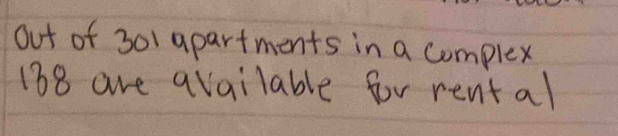 out of 301 apartments in a complex
138 are available for rent al