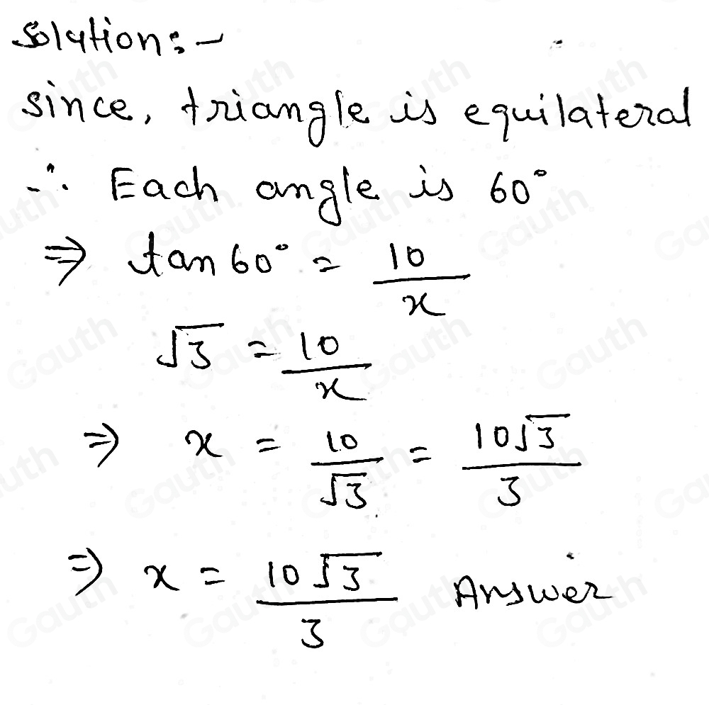 Solved: The triangle below is equilateral. Find the length of side æ in ...