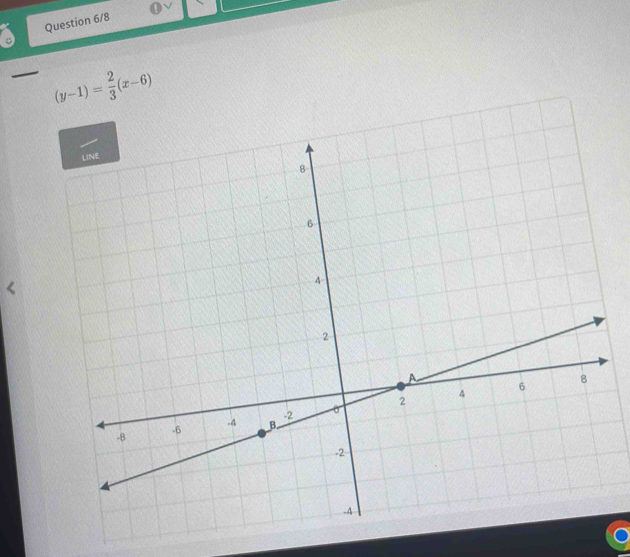 Question 6/8 
。
(y-1)= 2/3 (x-6)