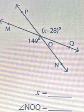 x=
_ ∠ NOQ=