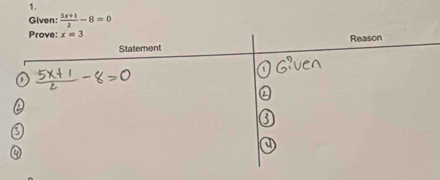 Given:  (5x+1)/2 -8=0