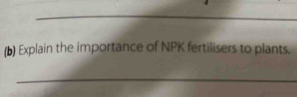 Explain the importance of NPK fertilisers to plants. 
_