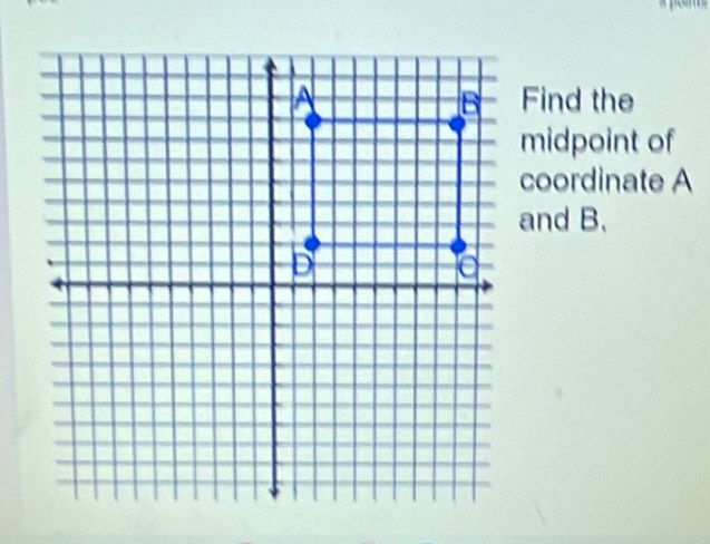 Find the 
midpoint of 
coordinate A
and B.