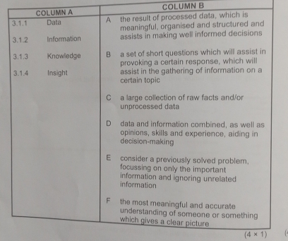 LUMN A COLUMN B
(4* 1)