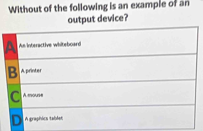 Without of the following is an example of an 
output device?