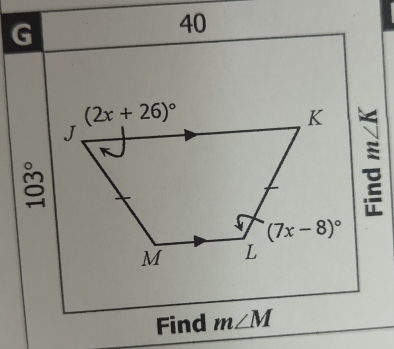 Find m∠ M