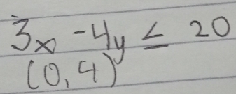 3x-4y≤ 20
(0,4)