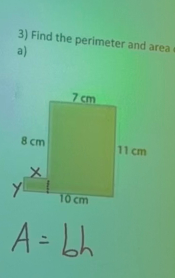 Find the perimeter and area 
a)