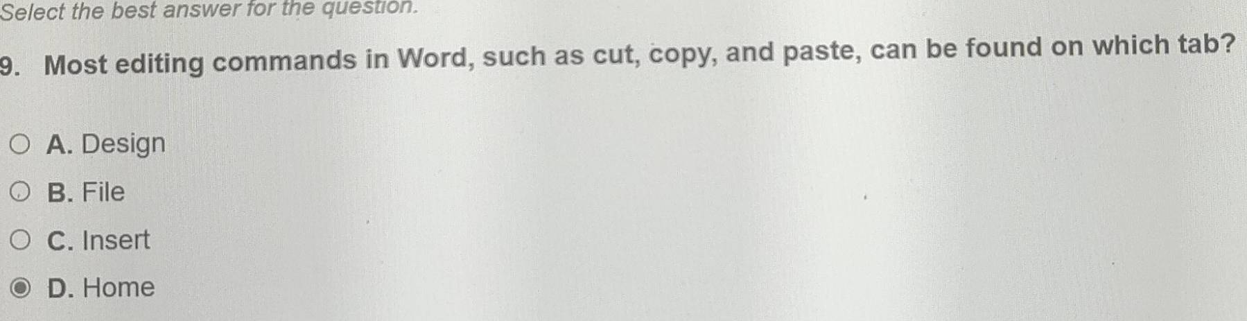 Solved: Select the best answer for the question. 9. Most editing ...